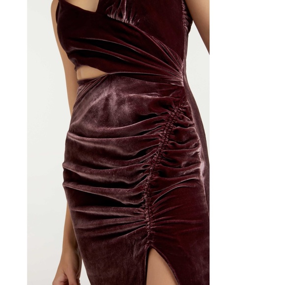 NEW Cinq a Sept PLUM Callalily GENEVIVE Cutout VELVET Ruched BOW Evening GOWN 12 - Picture 13 of 16
